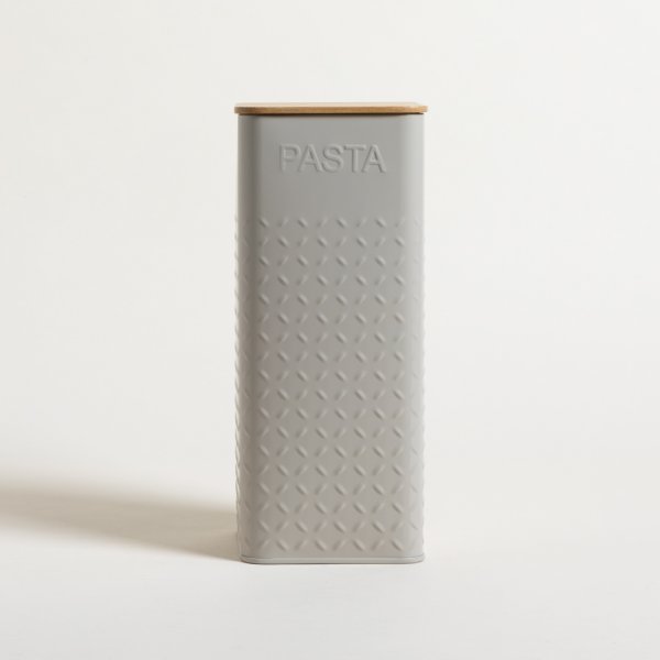 [4113970] Lata Cuadrada Tapa Bamboo Grey Pasta 11,5X27,5 Cm
