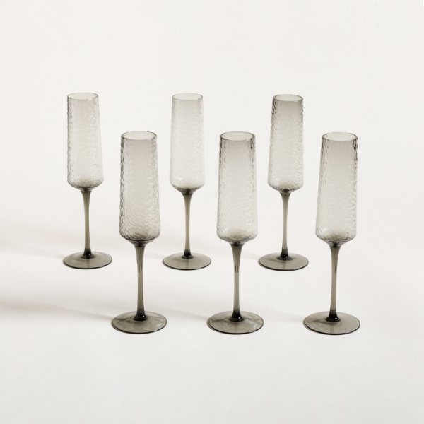 Set X 6 Copas De Champagne Martillé Grey 300 Ml
