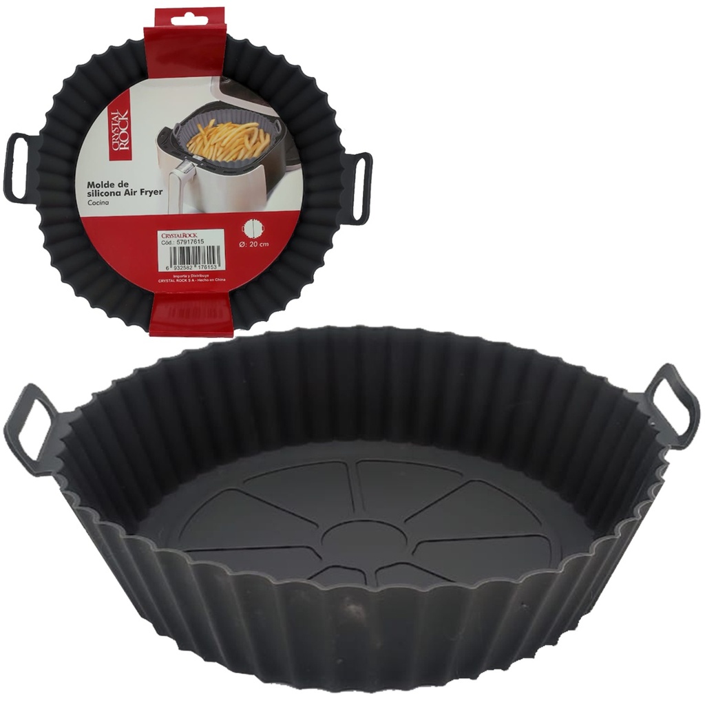 [140922] Molde Redondo Silicona Con Manija 20 Cm Air Fryer
