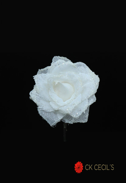 ROSA CON CLIP X 12 CM. WHITE