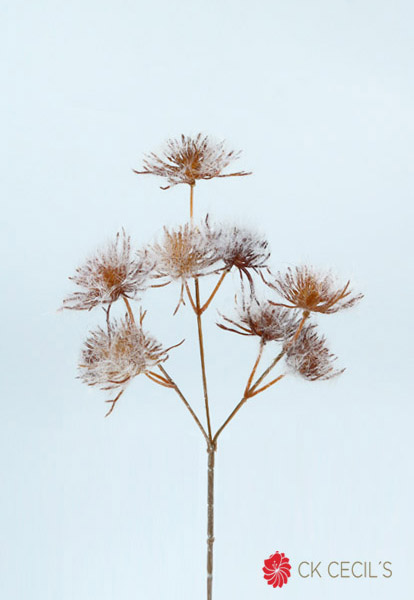 FLOCKED PINIE SPRAY 62 CM. BROWN