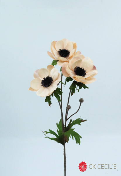 MARBLE ANEMONE SPRAY X 74 CM. CREAM GOLD