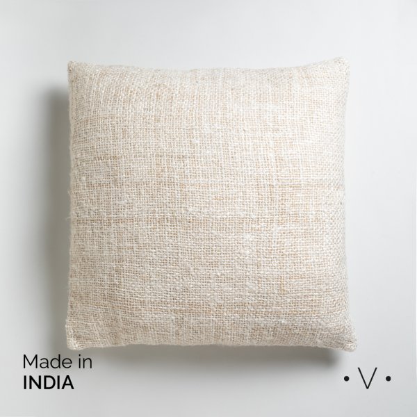 [4114626] Almohadón Cuadrado De Algodon Y Lino Kodra Beige 60X60 Cm Vassa Home