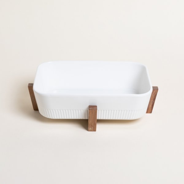 [4114166] FUENTE RECTANGULAR PARA HORNO CON BASE DE ACACIA 30X20 CM