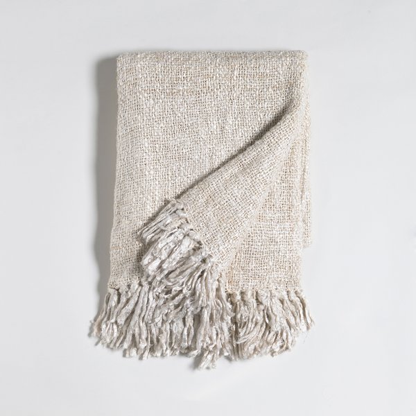 MANTA KODRA DE ALGODON Y LINO BEIGE 130X170 CM VASSA HOME