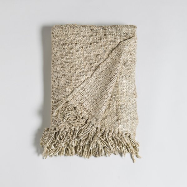 Manta Kodra De Algodon Y Lino Natural 130X170 Cm Vassa Home