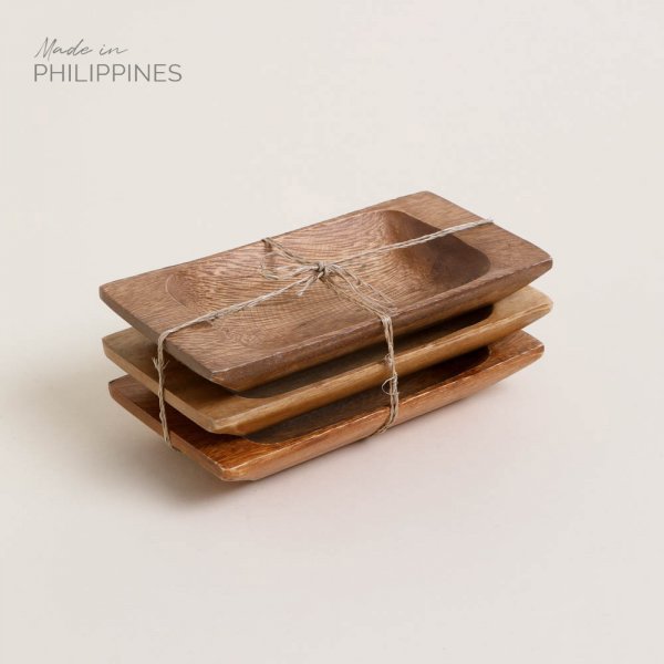 [4114156] Set De 3 Copetineros Rect Acacia Manila 16,5X9 Cm