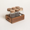 Set X 6 Especieros De Vidrio Con Madera De Acacia