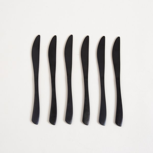 [4114123] Set X 6 Utensilios De Mesa Lisboa Negro Mate 22Cm