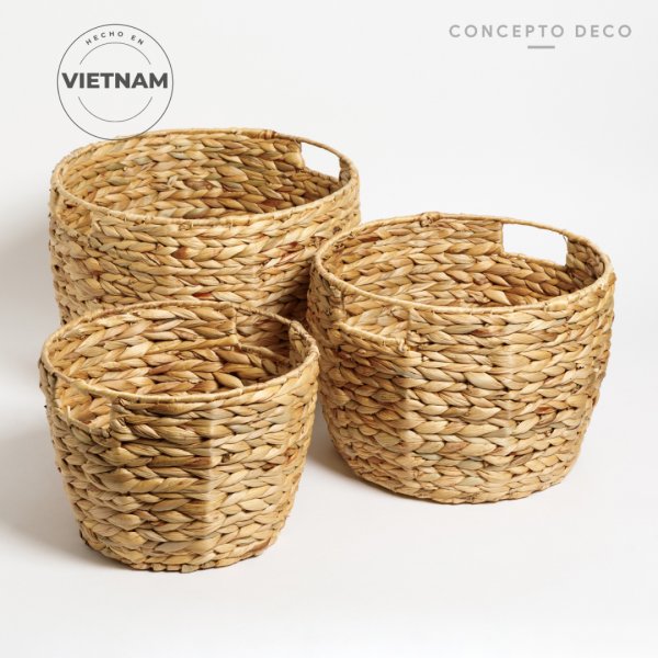 [1651047] Canasto Set X 3 Jacinto G:38X29 M:33,5X25C:28X22Cm