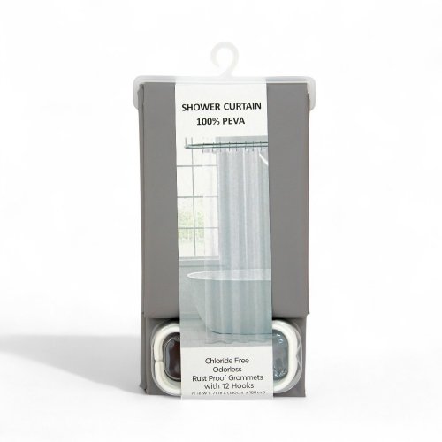 Cortina De Baño 180 X 180 Cm Liso Gris Oscuro