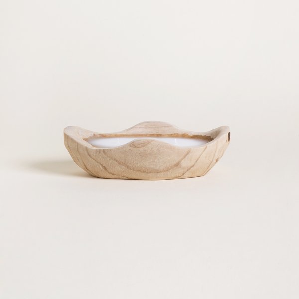 [4114904] Vela Oval Con Base De Madera De Paulownia Leora 27