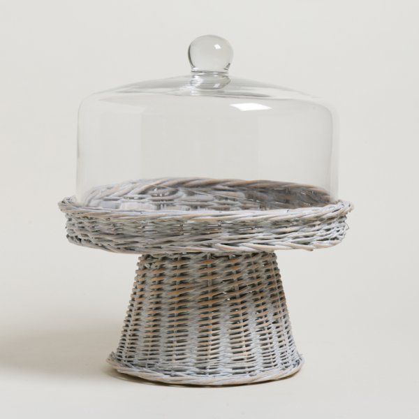 [4114852] Campana De Vidrio Con Pie Salix White 35 Cm