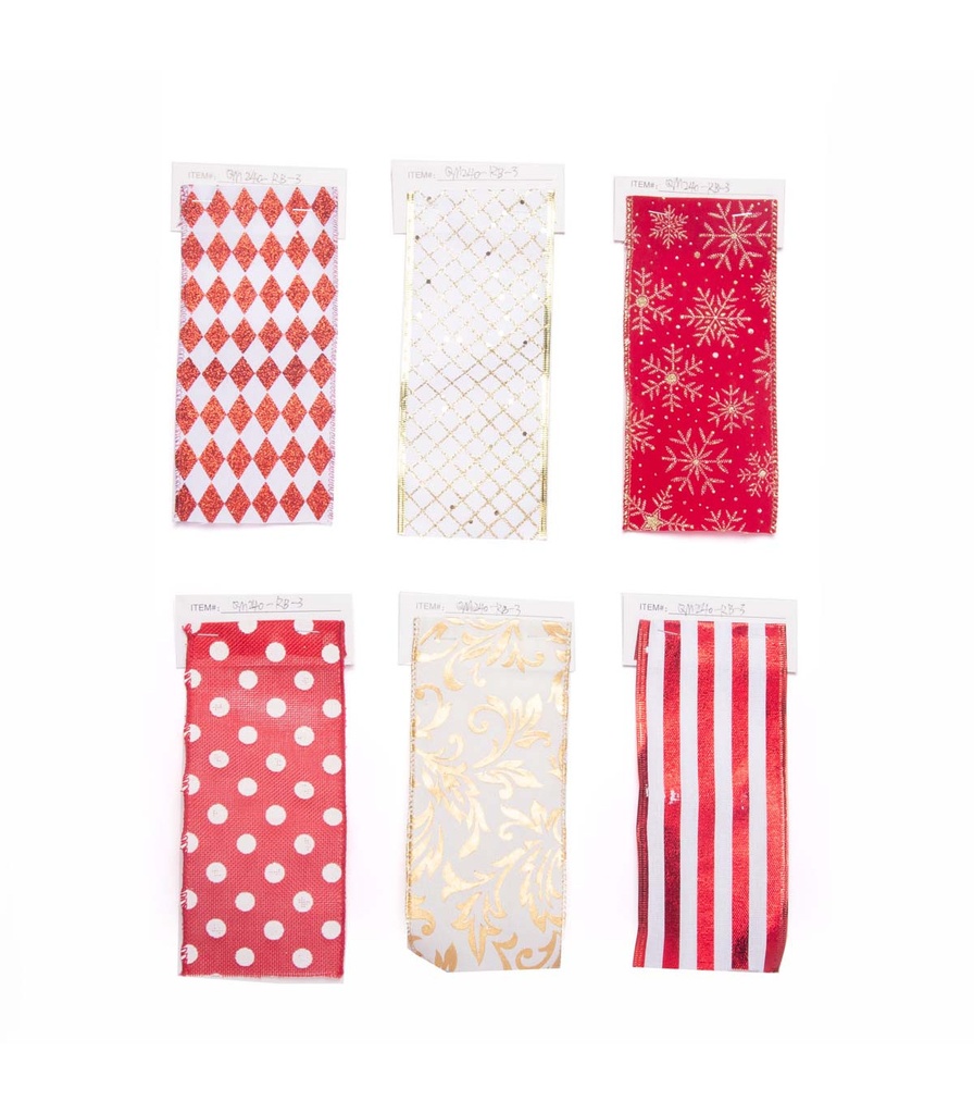 CINTA ROJA Y DORADA 6 DISEÑOS SURTIDOS 8.9 X 10 M ALPARAMIS