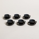 Set X 6 Taza Y Plato Barista Black & Grey 90 Ml