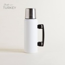 Termo Camping De Acero Inoxidable Blanco Con Asa Abatible 1000 Ml