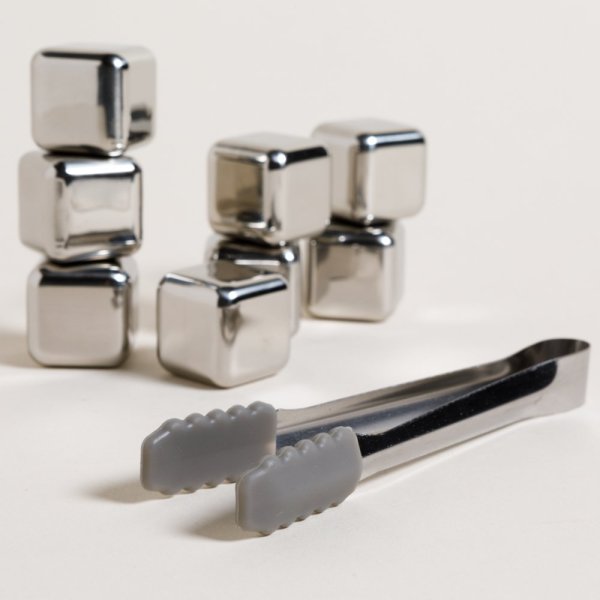 Set X 8 Hielos Reutilizables Acero + Pinza