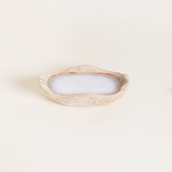 Vela Oval Con Base De Madera De Paulownia Leora 21