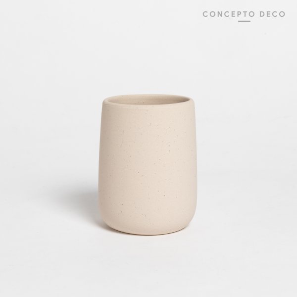 [1651177] Portacepillo Cerámica Puntitos Cemento 10X6Cm