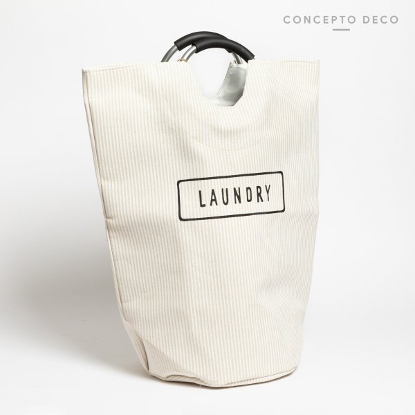 [1651206] Cesto Laundry Rayas Finas Crudo 56X28Cm