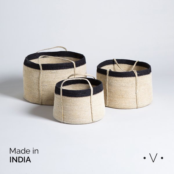 Canasto Cilindrico Kanpur Black S 18X23 Cm Vassa Home