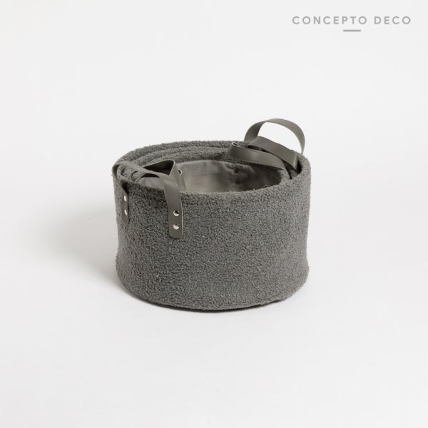 Canasto Boucle Gris Redondo 30 X 19 cm L
