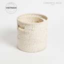 Canastos Rattan Blanco Cilindrico L 25 X 25,5 cm