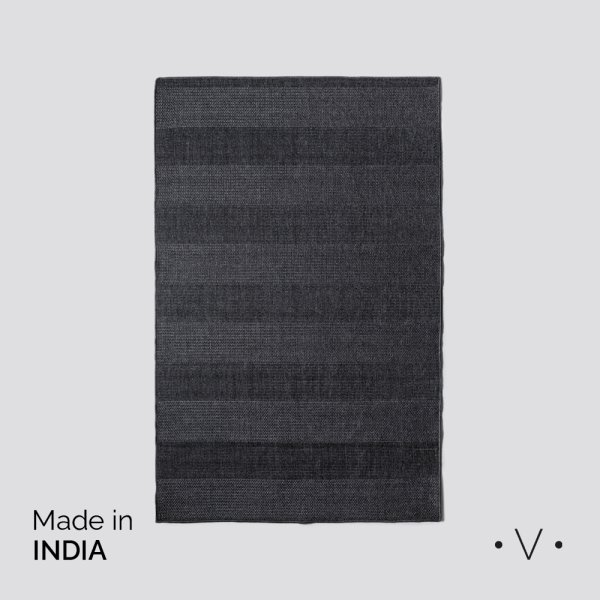 [4115065] Alfombra Simil Yute Charcoal Grey 160X250 Cm Vassa Home