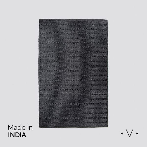 [4115070] Alfombra Simil Yute Charcoal Grey 160X250 Cm Vassa Home