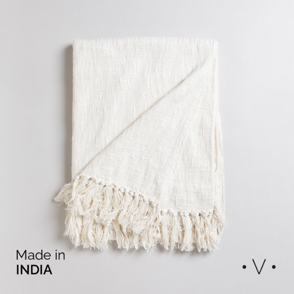 Manta Textured Woven Natural 140X178 Cm Vassa Home