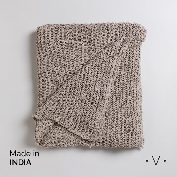 Manta Double Moss Stitch Sand 140X178 Cm Vassa Home