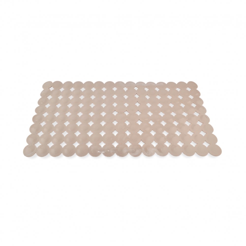 [256885] Alfombra Para Bañera Beige Rectangular Con Círculos Craquelado 35x67Cm De Pvc