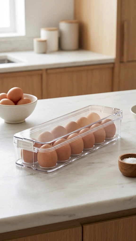 [256950] Huevera rectangular con tapa para 12 huevos 33x9,5x7cm PET