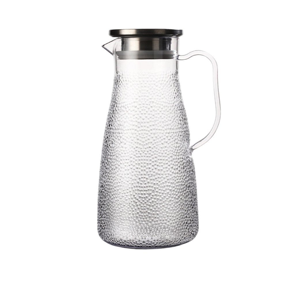 Jarra bombé de policarbonato transparente con puntos y tapa de metal 2000ml 9,2x12,5x26cm