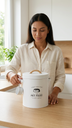Lata Para Alimento Pet Food Con Cuchara Y Tapa Blanca Metal