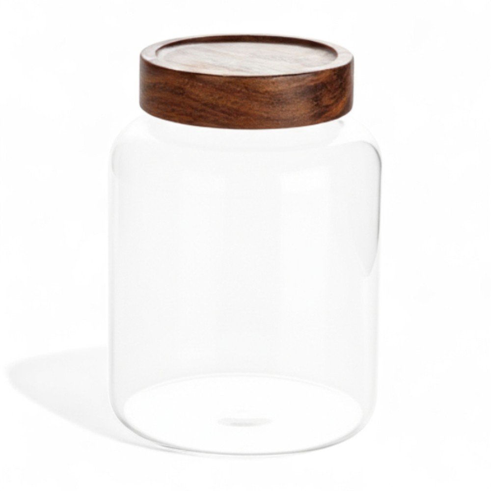 Frasco de vidrio con tapa de bamboo 2000ml