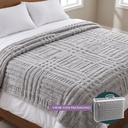 Manta Polar 200 X 230 Cm Con Lineas Cruzadas Gris