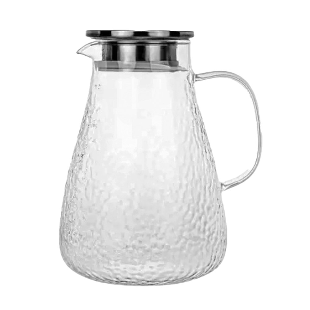 [256809] Jarra Bombé Martellé De Vidrio Con Tapa De Metal 1800Ml 8,5X13X20Cm