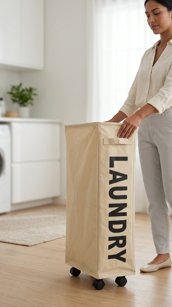 Bolsa De Ropa Laundry Beige 39X19X60Cm