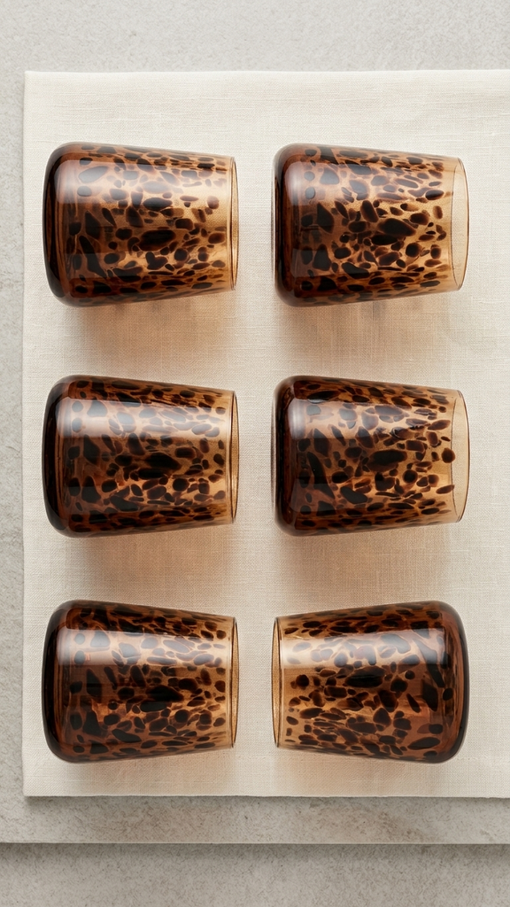 [15718] Set X 6 Vaso Leopard Ambar 420 Ml