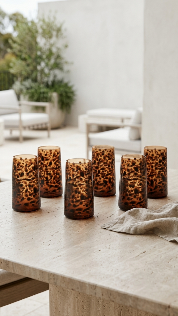 [15719] Set x6 Vaso Leopard Ámbar 520 ml