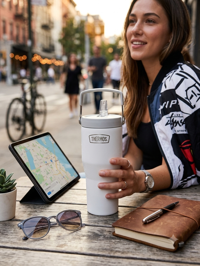 [15744] Vaso Térmico con Asa y Pico Classic Thermos Blanco 850 ml