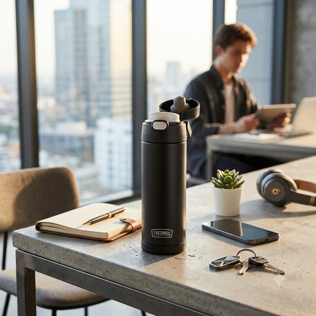 [15748] Botella Térmica con Tapa Funtainer Thermos Negro 470 ml