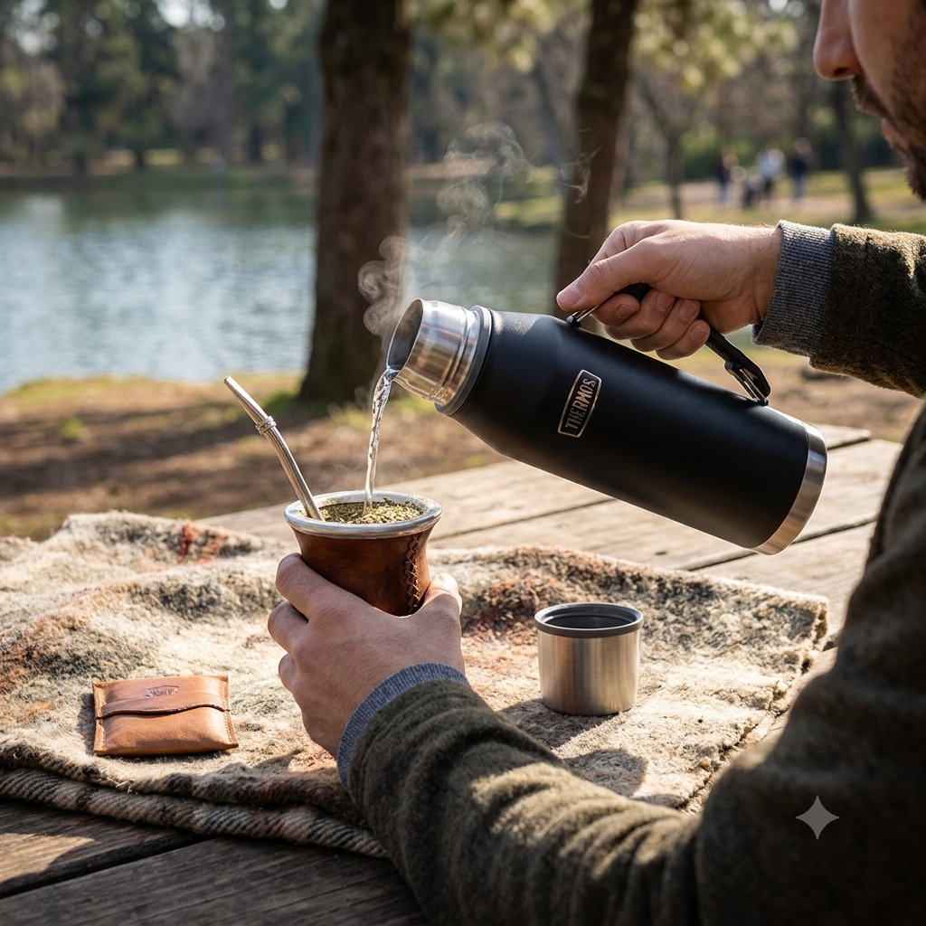 [15752] Termo con Pico Cebador y Auto Stopper Classic Thermos Gris 1300 ml