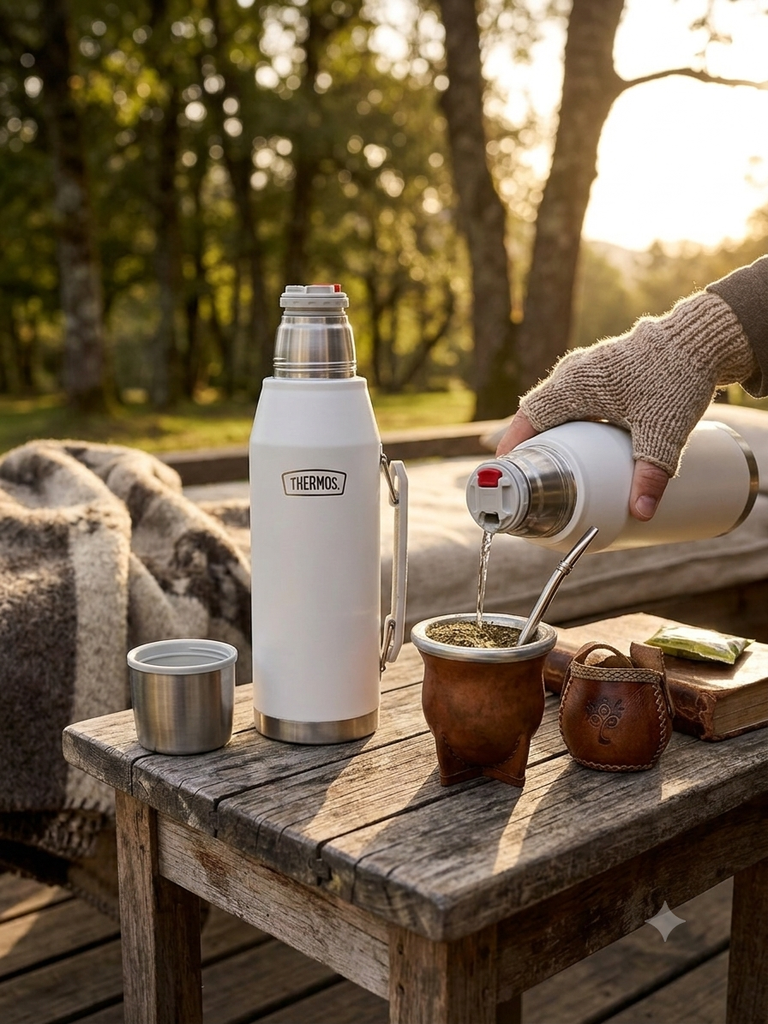 [15753] Termo con Pico Cebador y Auto Stopper Classic Thermos Blanco 1300 ml