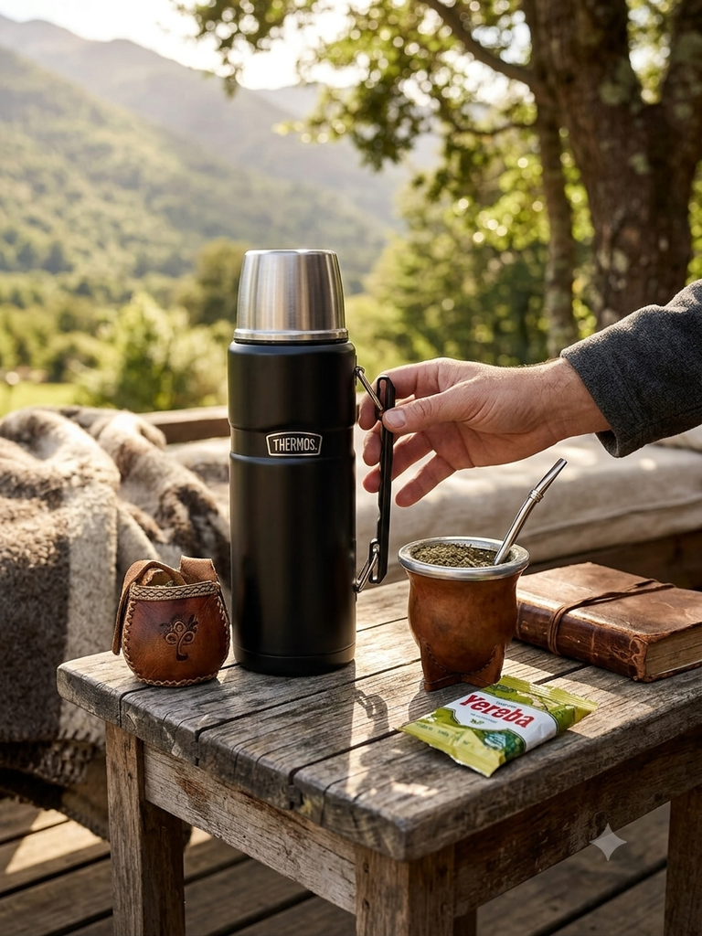 [15754] Termo con Tapón Vertedor con Auto Stopper Stainless King Thermos Azul Noche 1200 ml