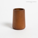 Portacepillo Madera Teca Redondo 10,5X6,5Cm