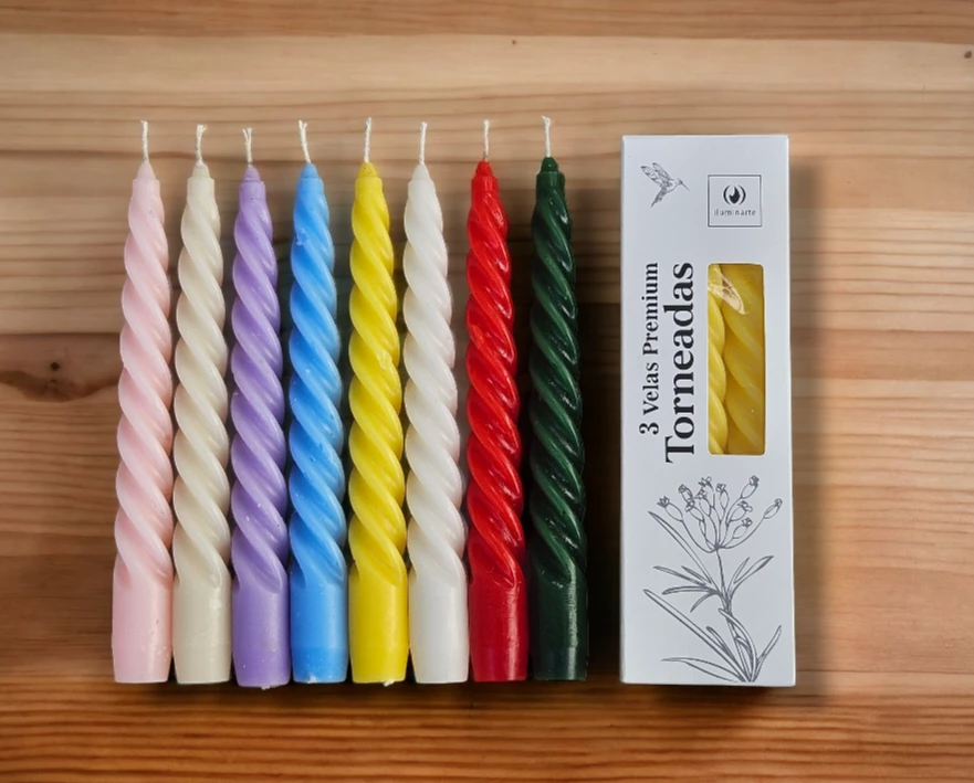 3 Velas Premuin Torneadas 20 Cm Blanco