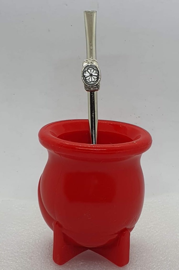 Mate Pastelito Con Bombilla Rojo