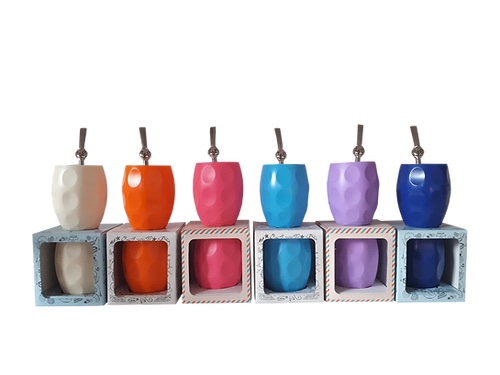 Mate Lunares Con Bombilla Lila